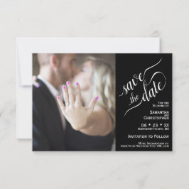 Elegant Calligraphy Black 2 Pane Photo Bröllop Spara Datumet