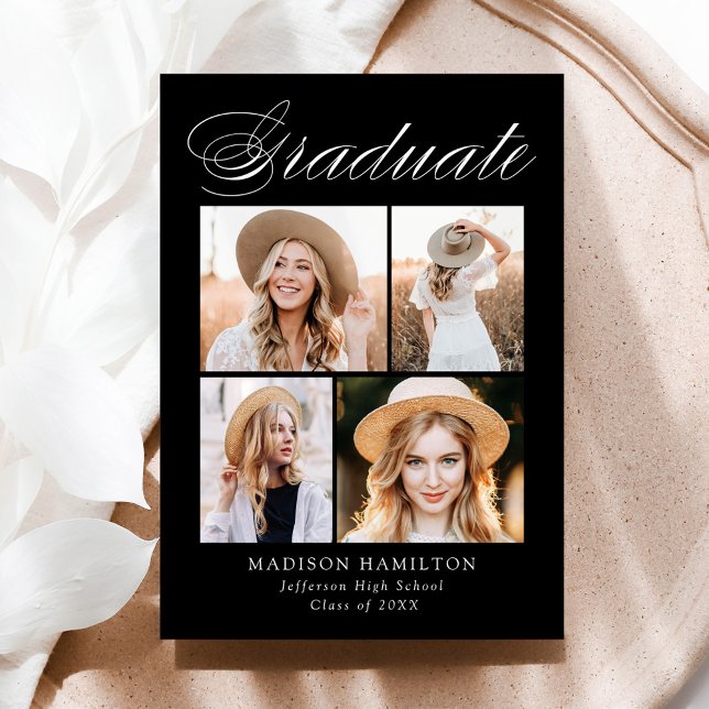 Elegant Calligraphy Black 4 Photo Studenten Meddelande (Skapare uppladdad)