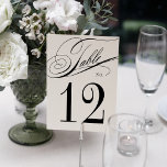 Elegant Calligraphy Black and White Bröllop Bordsnummer<br><div class="desc">De här vackra bordsnumren har en enastående svart och vit design med kalligrafi av eleganten. Den moderna och elegant utformningen av bordsnumret kommer att göra bord mer sofistikerat. De är säkert ett vackert tillägg till er händelse eller bröllop-dekoration!</div>