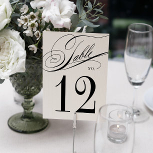 Elegant Calligraphy Black and White Bröllop Bordsnummer