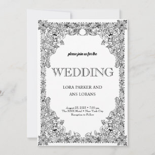 Elegant Calligraphy Black and White Bröllop Invita Inbjudningar