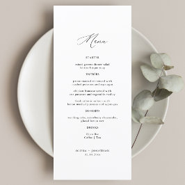Elegant Calligraphy Black and White Bröllop Meny