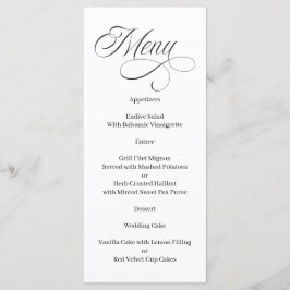 Elegant Calligraphy Black and White Menu Meny