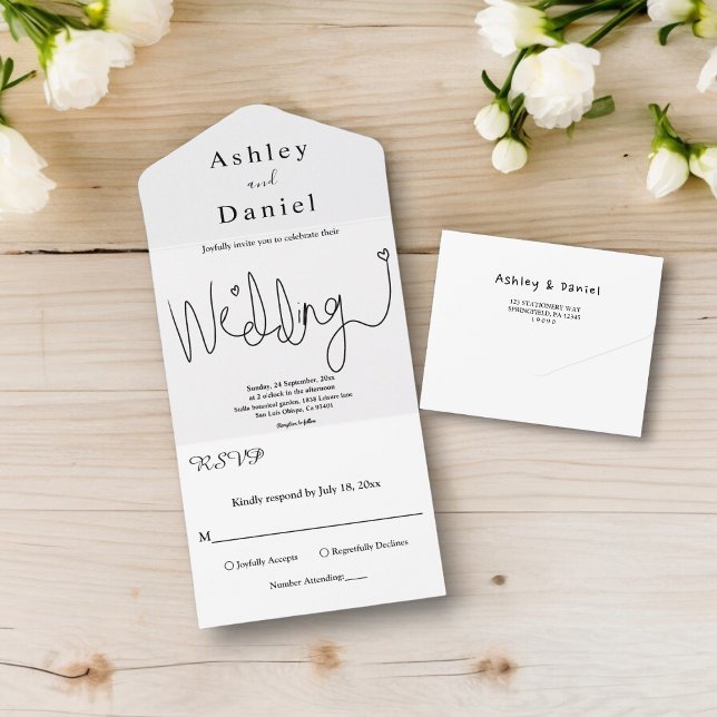 Elegant Calligraphy Black and White Simple Bröllop (Skapare uppladdad)