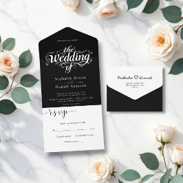 Elegant Calligraphy Black and White Simple Bröllop