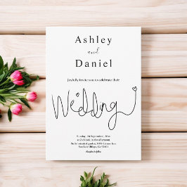 Elegant Calligraphy Black and White Simple Bröllop Inbjudningar