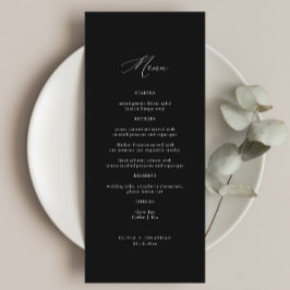 Elegant Calligraphy Black Bröllop Menu Meny