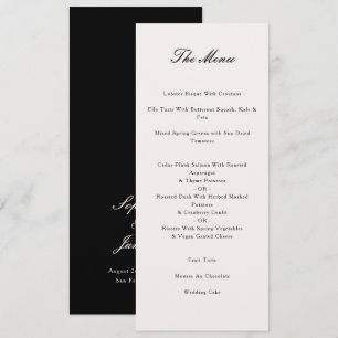 Elegant Calligraphy Black Bröllop Middag Meny