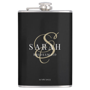 Elegant Calligraphy Black Monogram Bridesmaid Gift Fickplunta