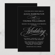 Elegant Calligraphy Black och Silver Bröllop