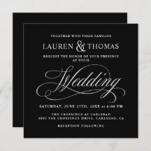 Elegant Calligraphy Black och Silver Bröllop