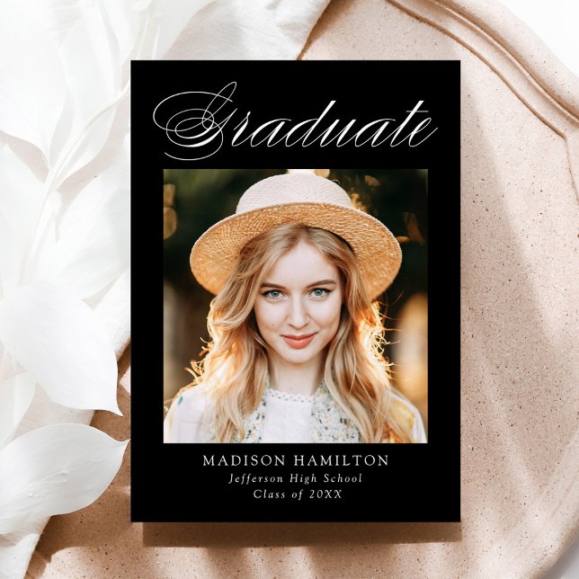 Elegant Calligraphy Black Photo Studenten Meddelande (Skapare uppladdad)