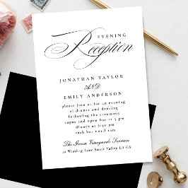 Elegant Calligraphy Black Tie Wedding Reception Tilläggskort