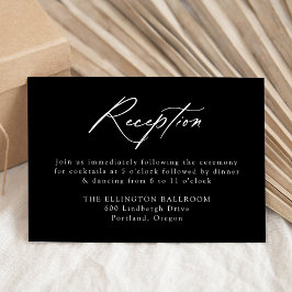 Elegant Calligraphy Black Wedding Reception Tilläggskort