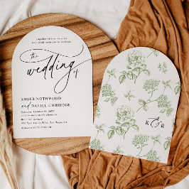 Elegant Calligraphy Black & White Arch Bröllop Inbjudningar