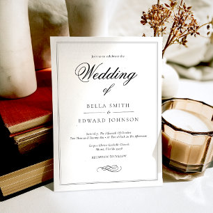 Elegant Calligraphy Black White Bröllop Inbjudningar