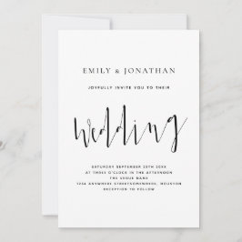 Elegant Calligraphy Black White Bröllop Inbjudningar