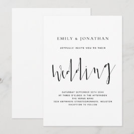 Elegant Calligraphy Black White Bröllop Inbjudningar