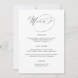 Elegant Calligraphy Black White Bröllop Menu