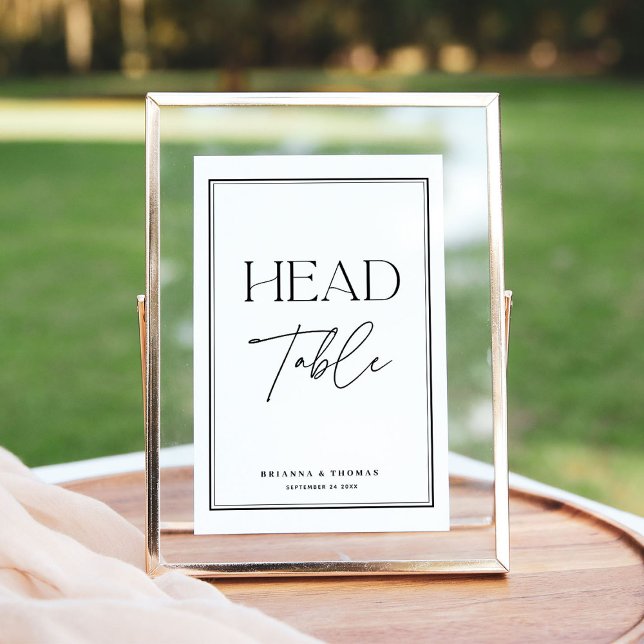 Elegant Calligraphy Black & White "Head Bord" Bordsnummer (Skapare uppladdad)