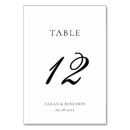 Elegant Calligraphy Black & White Luxury Bröllop Bordsnummer