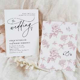 Elegant Calligraphy Black & White Modern Bröllop Inbjudningar