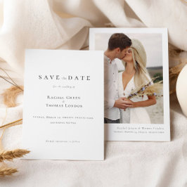 Elegant Calligraphy Black White Photo Bröllop Spara Datumet