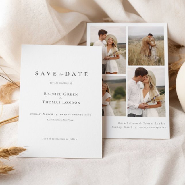 Elegant Calligraphy Black White Photos Bröllop Spara Datumet (Skapare uppladdad)