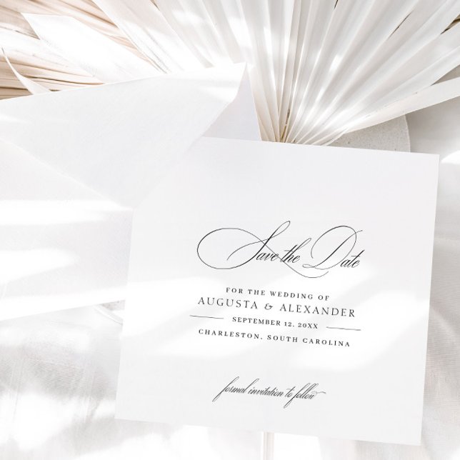 Elegant Calligraphy Black & White Spara Datumet (Skapare uppladdad)