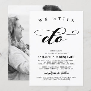 Elegant Calligraphy Black & White Vow Renewal Inbjudningar