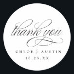 Elegant Calligraphy Black White Wedding Stickers Runt Klistermärke<br><div class="desc">Öka bröllop stil med vår Elegant Calligraphy Bröllop Collection,  med sofistikerade skript och tidlös design. Perfekt för modernt par,  den här samlingen omfattar allt från inbjudningar till menyer,  allt anpassade med dina detaljer. Lägg till lite finslipad elegans till din stora dag med den här snyggt samordnade uppsättningen!</div>