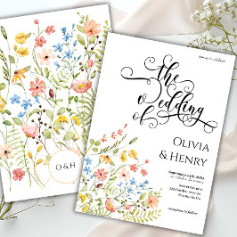 Elegant Calligraphy Blommigt Bröllop Inbjudningar