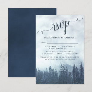 Elegant Calligraphy Blue Mountain Gräs Bröllop OSA Kort