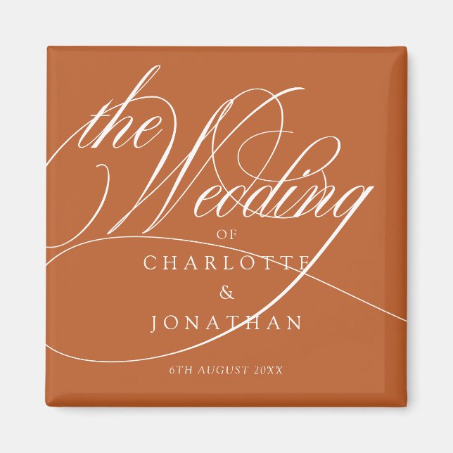 Elegant Calligraphy Bohemian Wedding Favands Magnet (Framsidan)