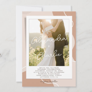 Elegant Calligraphy Boho Anpassningsbar Photo Bröl Inbjudningar