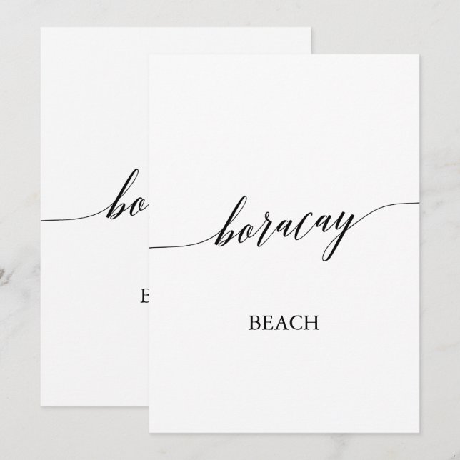 Elegant Calligraphy Boracay Beach Bordsnummer (Fram/baksida)