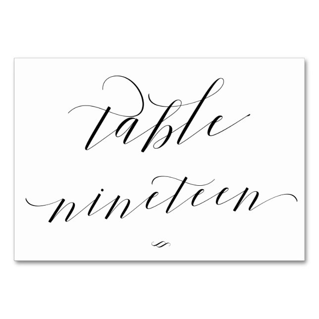 Elegant Calligraphy Bord NINEEN Reception Bordsnummer (Framsidan)