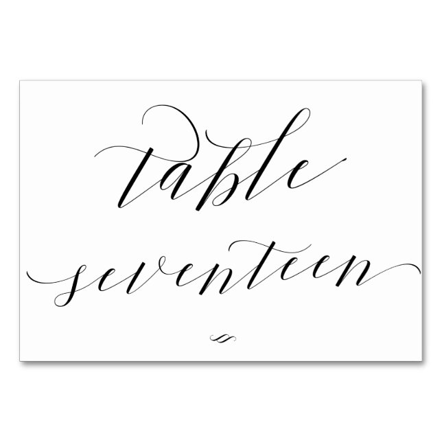 Elegant Calligraphy Bord Seventeen Reception Bordsnummer (Framsidan)