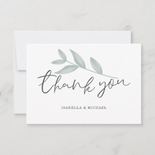 Elegant calligraphy Botanical Bröllop Tack Kort