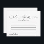 Elegant Calligraphy Bröllop Advice Card Vykort<br><div class="desc">Det här bröllop-rådgivningskortet i elegant är perfekt för ett modernt bröllop. Den enkla och snyggt designen har skript av typen klassisk och finare i svartvitt. De här korten är perfekter för bröllop,  möhippa,  babydusch,  studentfest och mycket mer. Anpassa korten med namn från bruden och brudgummen,  blivande föräldrar eller student.</div>