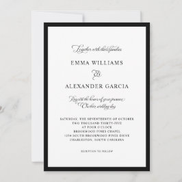 Elegant Calligraphy Bröllop all in one Black Inbjudningar