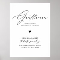 Elegant Calligraphy Bröllop Bathroom Basket Sign