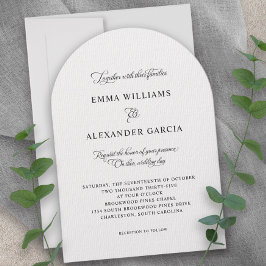 Elegant Calligraphy Bröllop Black White Arch Inbjudningar