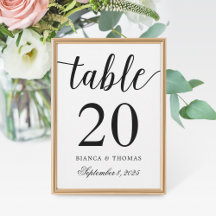 Elegant Calligraphy Bröllop Bordsnummer
