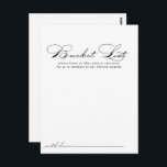 Elegant Calligraphy Bröllop Bucket List Cards Vykort<br><div class="desc">De här bröllop-korten för kalligrafi av elegant är perfekten för en rundabordsmottagning eller möhippa. Den enkla och snyggt designen har skript av typen klassisk och finare i svartvitt. Ändra ordalydelsen till kostym vid alla livshändelser. Bucketlistskylten säljs separat.</div>