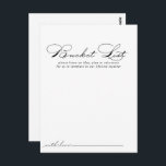 Elegant Calligraphy Bröllop Bucket List Cards Vykort<br><div class="desc">De här bröllop-korten för kalligrafi av elegant är perfekten för en rundabordsmottagning eller möhippa. Den enkla och snyggt designen har skript av typen klassisk och finare i svartvitt. Ändra ordalydelsen till kostym vid alla livshändelser. Bucketlistskylten säljs separat.</div>