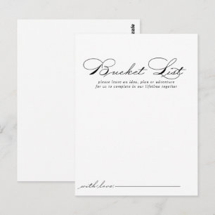 Elegant Calligraphy Bröllop Bucket List Cards Vykort