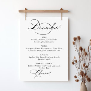 Elegant Calligraphy Bröllop Drinks Menu Sign Poster