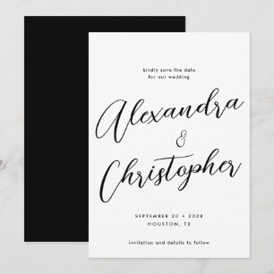 Elegant Calligraphy Bröllop Förlovning Spara Datumet