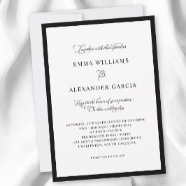 Elegant Calligraphy Bröllop Forme Black Gräns Inbjudningar